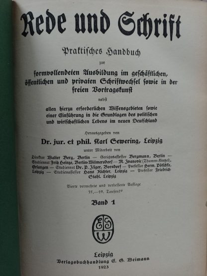 Rede und Schrift. Praktisches Handbuch 1923 - obrazek 5